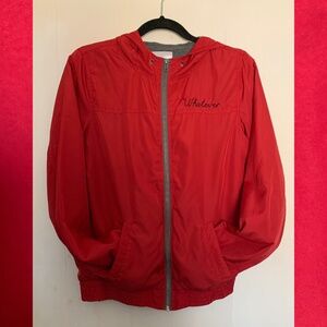Empyre red windbreaker with Whatever embroidery